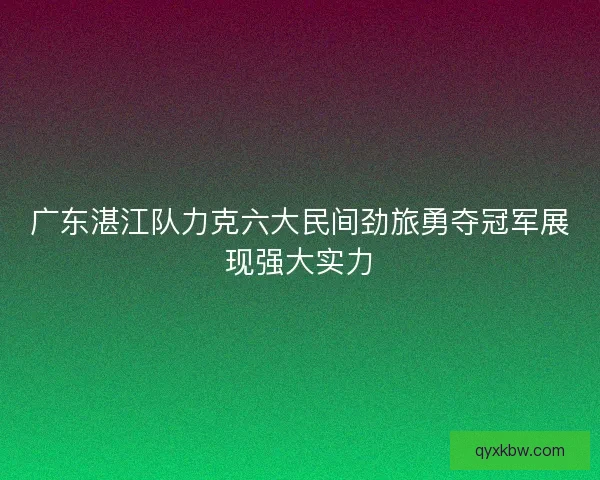 广东湛江队力克六大民间劲旅勇夺冠军展现强大实力